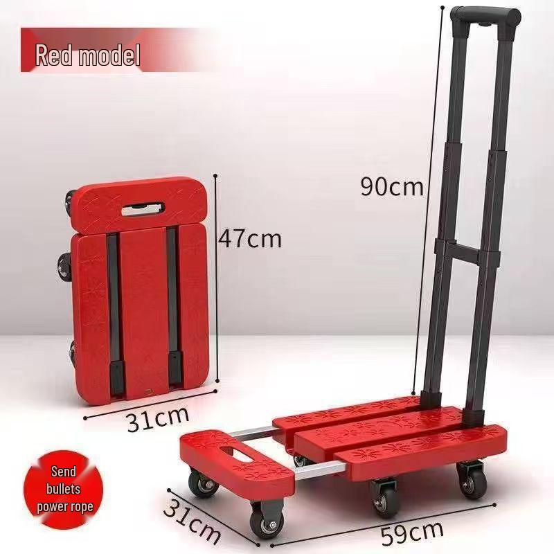 Foldable Retractable Trolley: Portable Cart for Household, Shopping, or Luggage