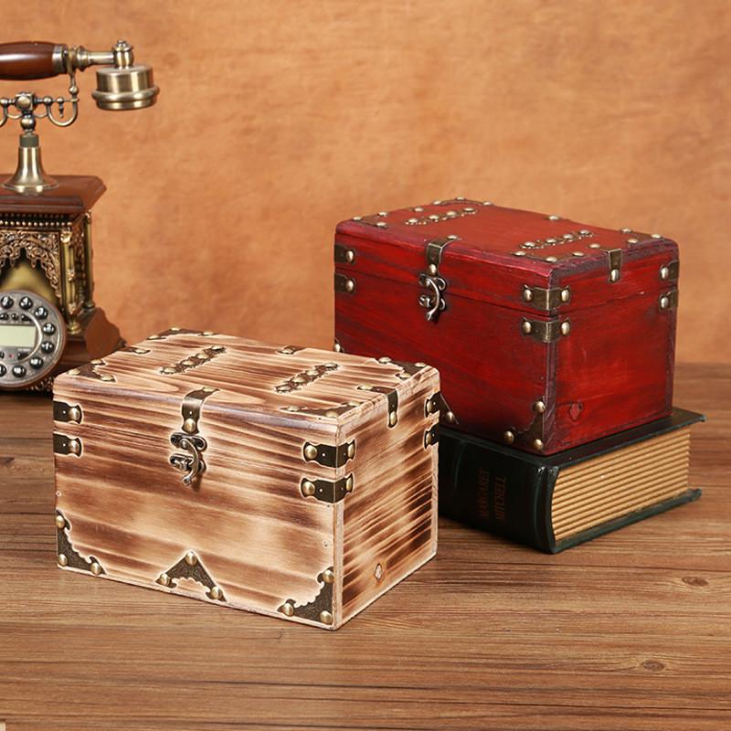 Organizer Wooden Vintage Box With Latch For Desktop Storage Decoration Gift