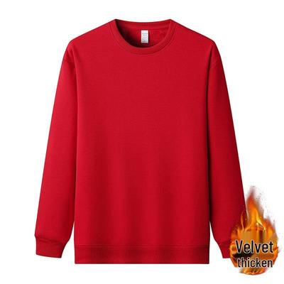 Men's Silver Fox Velvet Round Neck Pullover Sweatshirt - Versatile Loose Fit, Solid Color, Couple Style