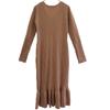 Lily Brown Long Sleeve V-neck Ribbed Knit Long Dress F Pink Women Used