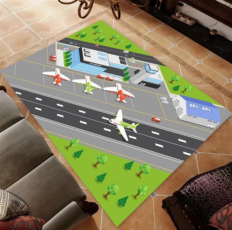 Runway Pattern Floor Mat Soft and Durable Soft Flannel Floor Mat Kitchen Floor Living Room Carpet Bedroom Carpets Decoration