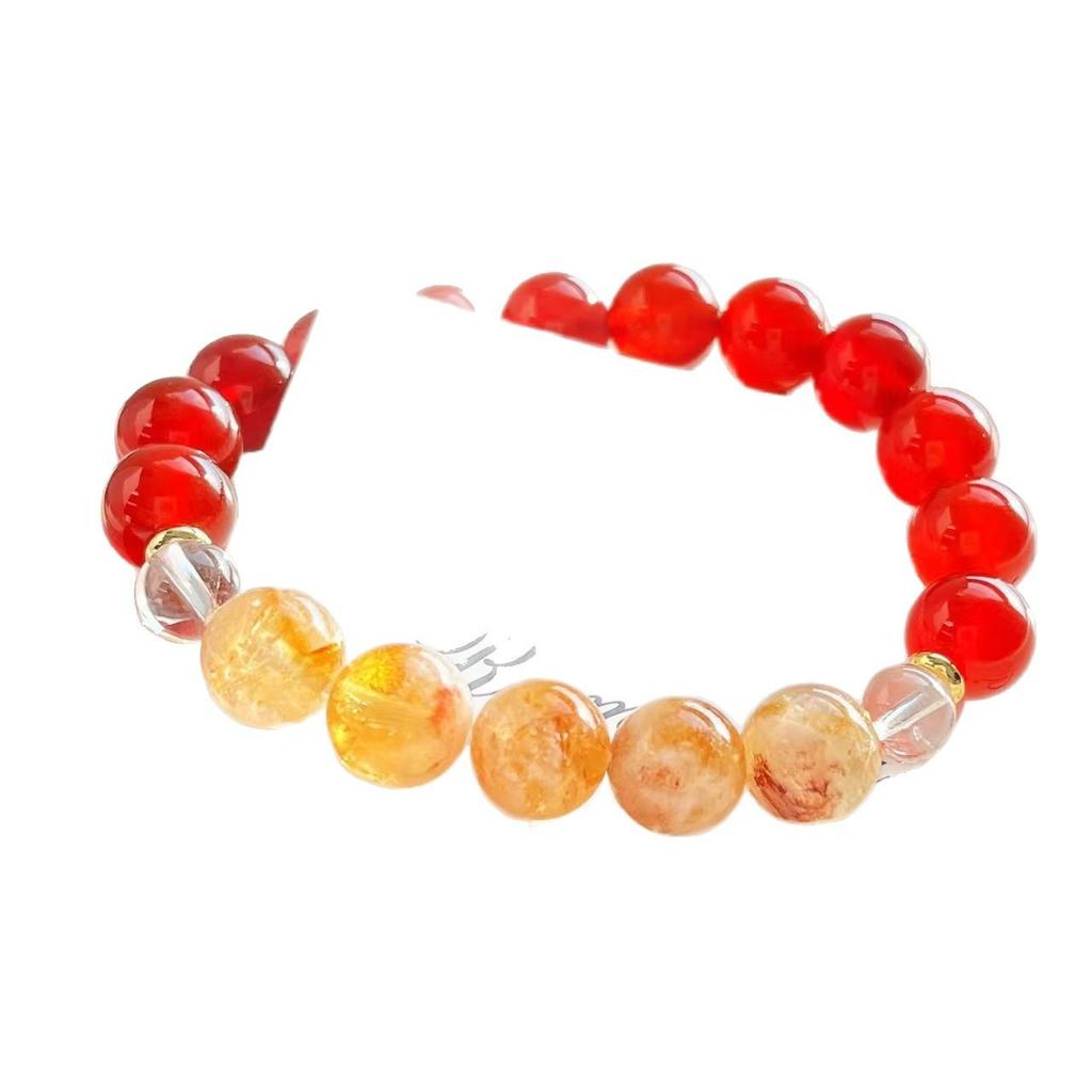 Vintage Natural White Crystal Chalcedony Honey Milk Cover Citrine Bracelet Bracelet