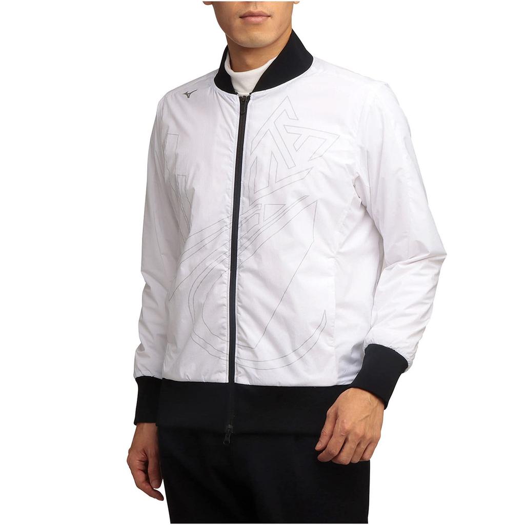 Mizuno E2ME1501 Print Move XL Men's Water-Repellent Blouson, Stretch, White,