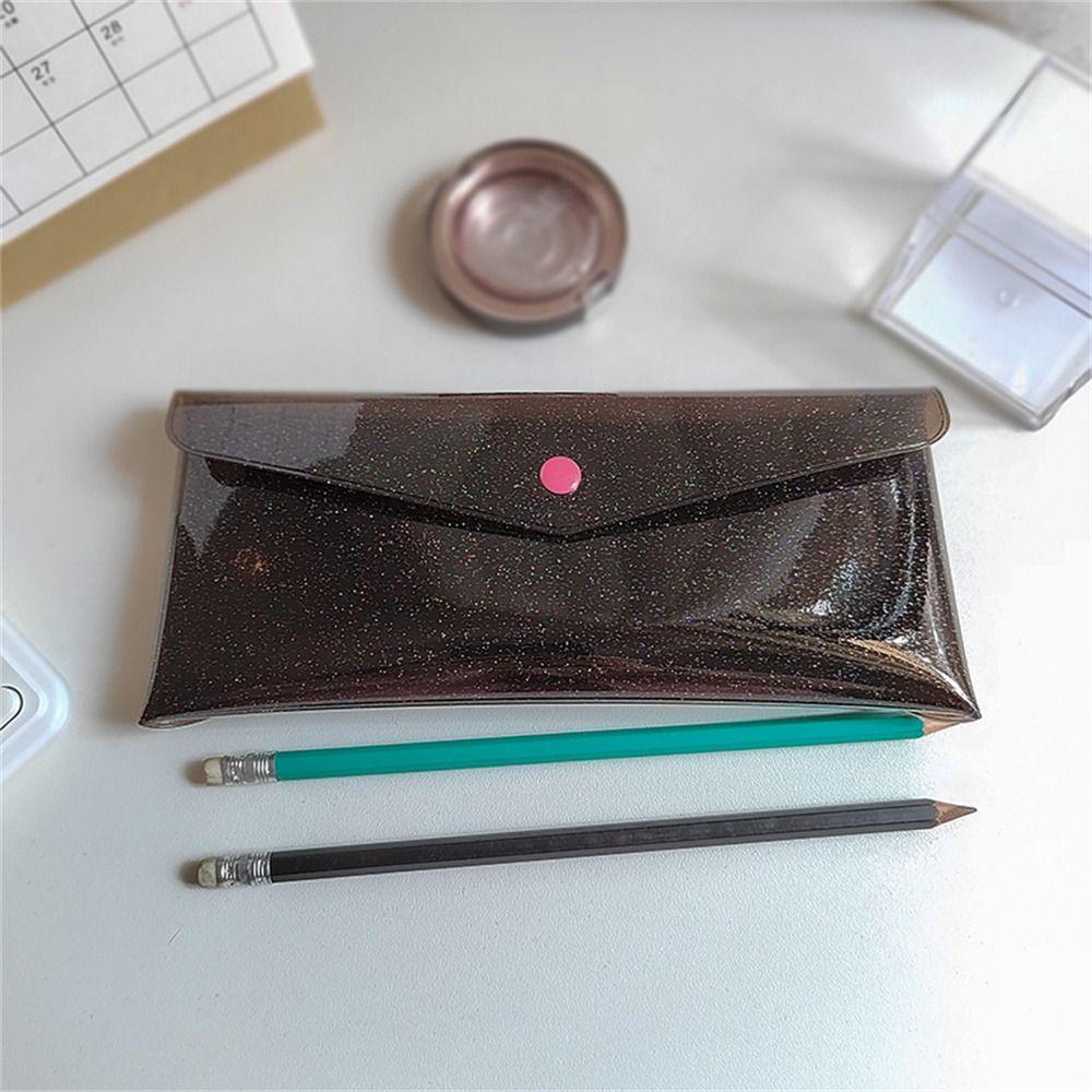 Transparent Pencil Case Glitter Stationary Organizer PVC Pencil Bags Cosmetic Bag