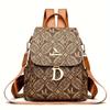 Retro Printed Backpack Women's New Trend Simple Large-capacity Travel Bag Multi-functional Dual-purpose Casual Backpack