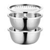 Multifunktionales 3-in-1-Sieb mit Schüssel, Reibe, Sieb aus Edelstahl, Abflusskorb, Salatschneider