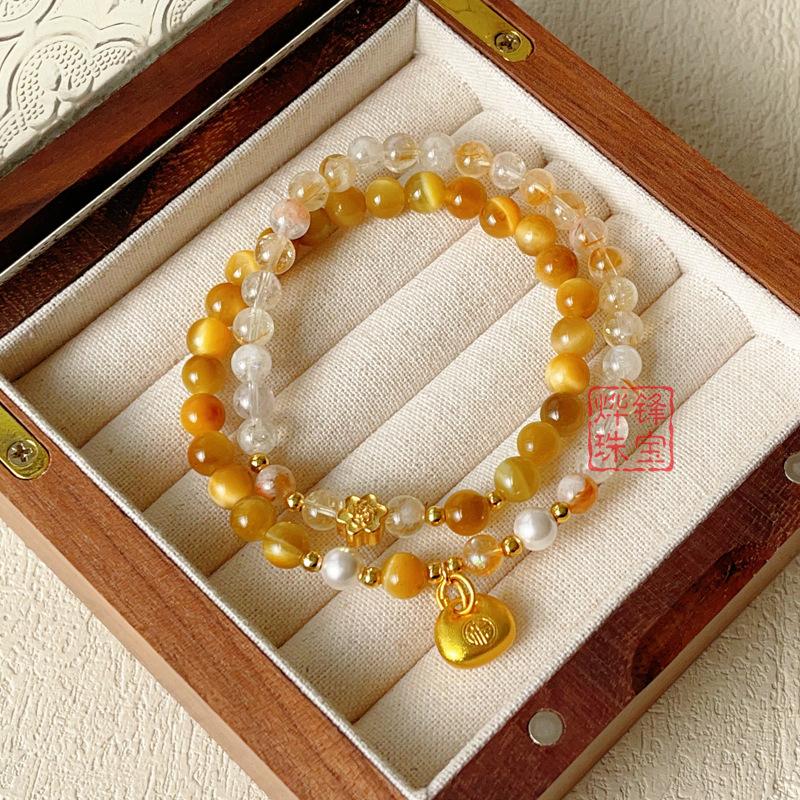 Natural Huangta Crystal Bracelet Citrine New Chinese Xiaopangfu Citrine Jewelry