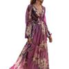 Printed Oversized Dress 2025 Summer New Arrival Women's Printed Wear Dress V-neck Swing Long Dress