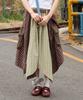Lunakihu Wxsk016 Hirari Asymmetrical Check Skirt (Brown/Khaki)