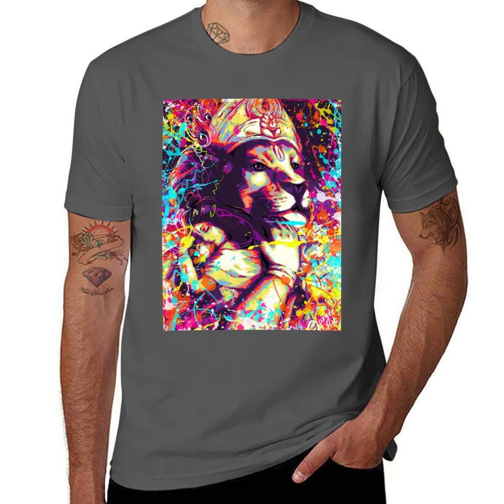 Colourful Abstract Graffiti Painting Of Narasimha Prahalada Tshirt Work Utility Casual Tee Shirt