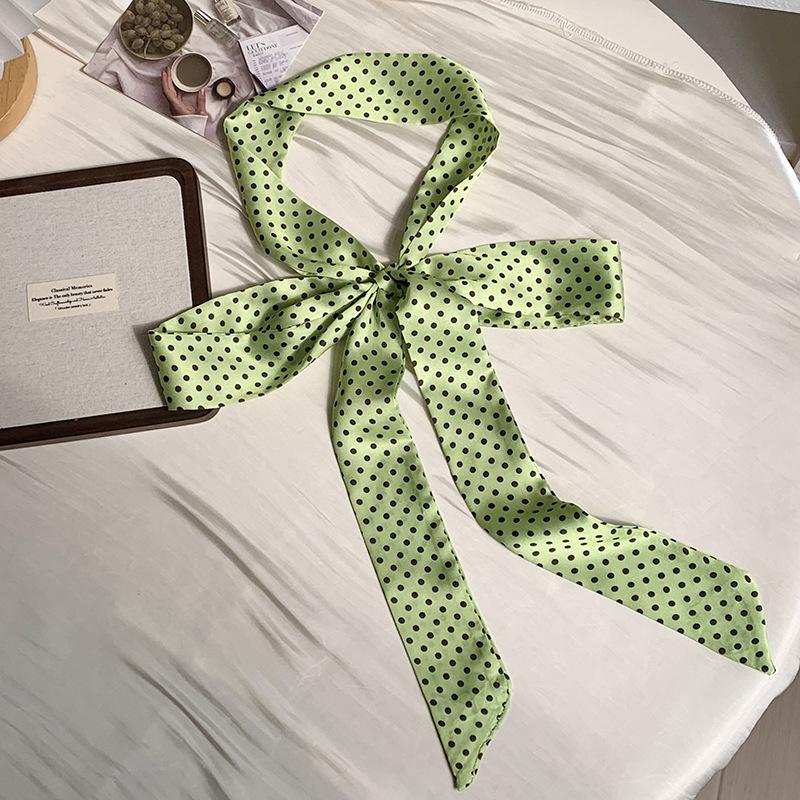 Wind 190 Polka Dots Slender Narrow High-end Small Tie Tied Hair Belt Silk Scarf Women's Streamer Bag Strap