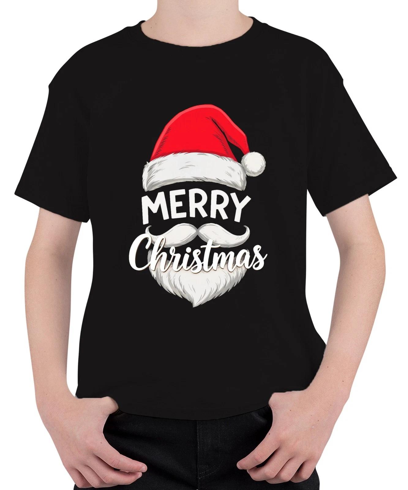 Merry Christmas Weihnachtsmann Nikolaus Mütze Bart Lustig Retro Unisex Kinder T- M