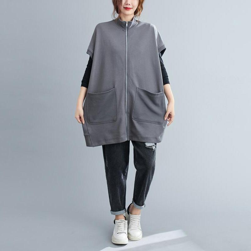 Chaleco para Mujer Algodón Oversize Otoño Color Sólido Cremallera Acolchado Casual Cuello en V Sin Mangas Tops Chaqueta