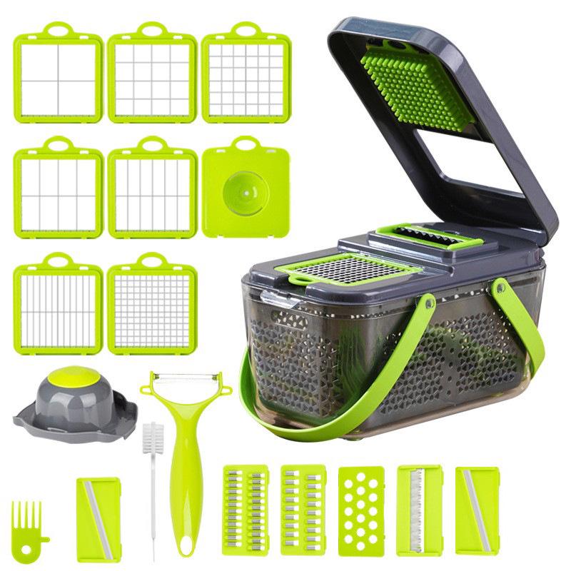 

22-Piece Handheld Multifunctional Vegetable Cutter & Storage Set: Slicer, Shredder, Grater & More