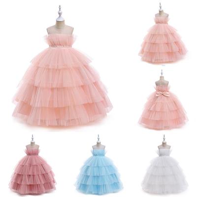 Abito da Principessa in Garza con Perline per Bambina - Gonna a Torta Multistrato per Eventi Formali e Recite da Damigella d'Onore