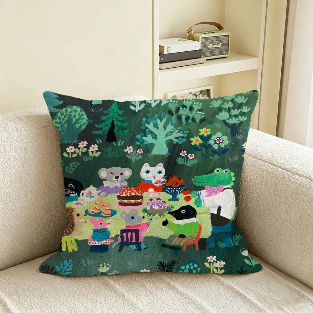 Y-Yumi Kitagishi Cushion Cover Natural Linen Pillowcase Set, All-In-One Decor For Sofa, Bedroom & Chair