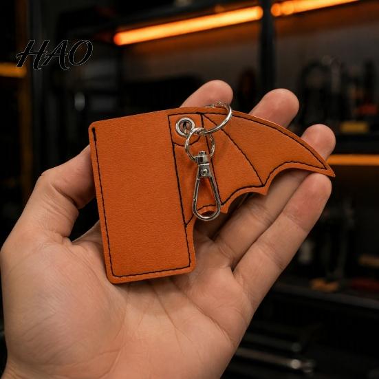 Durable Faux Leather Charm Lip Balm Case Bat Keychain, Lipstick Chapstick Punk Protective Personalized Bag Keychain Gift Sleeve Charm, Car Key