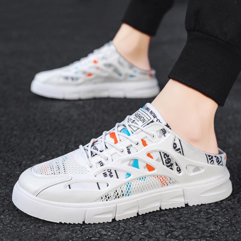 

2025 летние мужские парусиновые полутапочки без каблука мужская обувь одна педаль модная обувь модная ленивая повседневная обувь 39