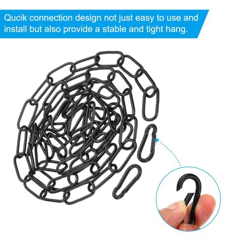 PATIKIL 1.82 M Black Finish Lighting Hanging Chains, Set of 2, Metal Loop Chains for Hanging Plant Pendant Chandelier Light Fixtures