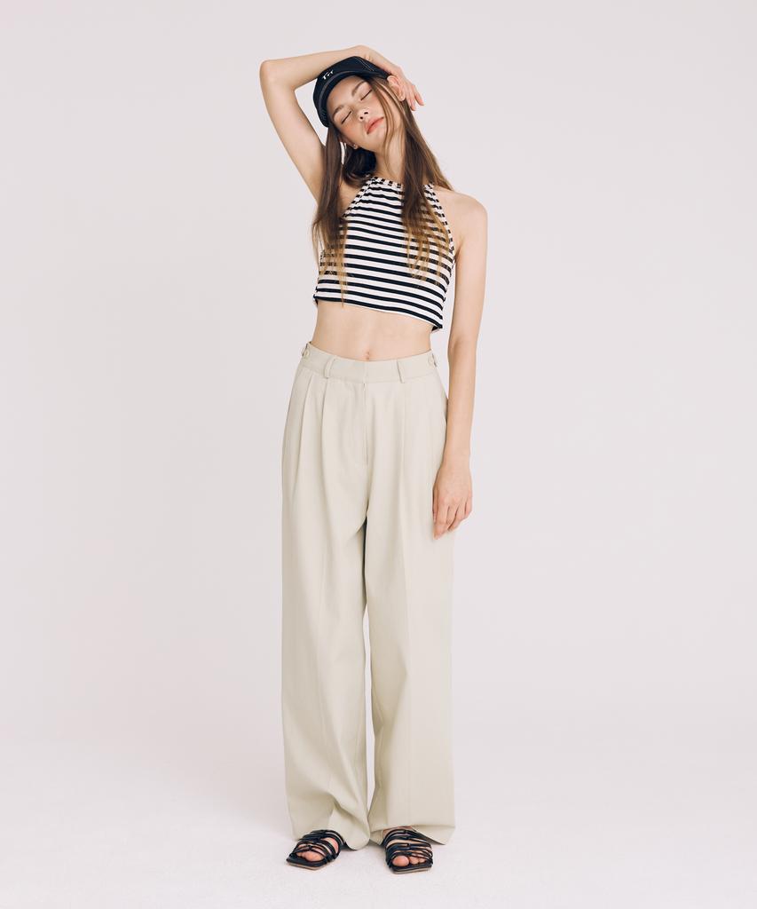 THEFRHT Double-Pleat Cotton Wide Pants (Melon)