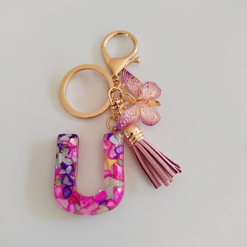 

Брелок с буквами AZ, фиолетовая бабочка, кисточка, инициалы, буквы, брелок для женской сумки, подвеска, украшение для ключей, подарки для пары