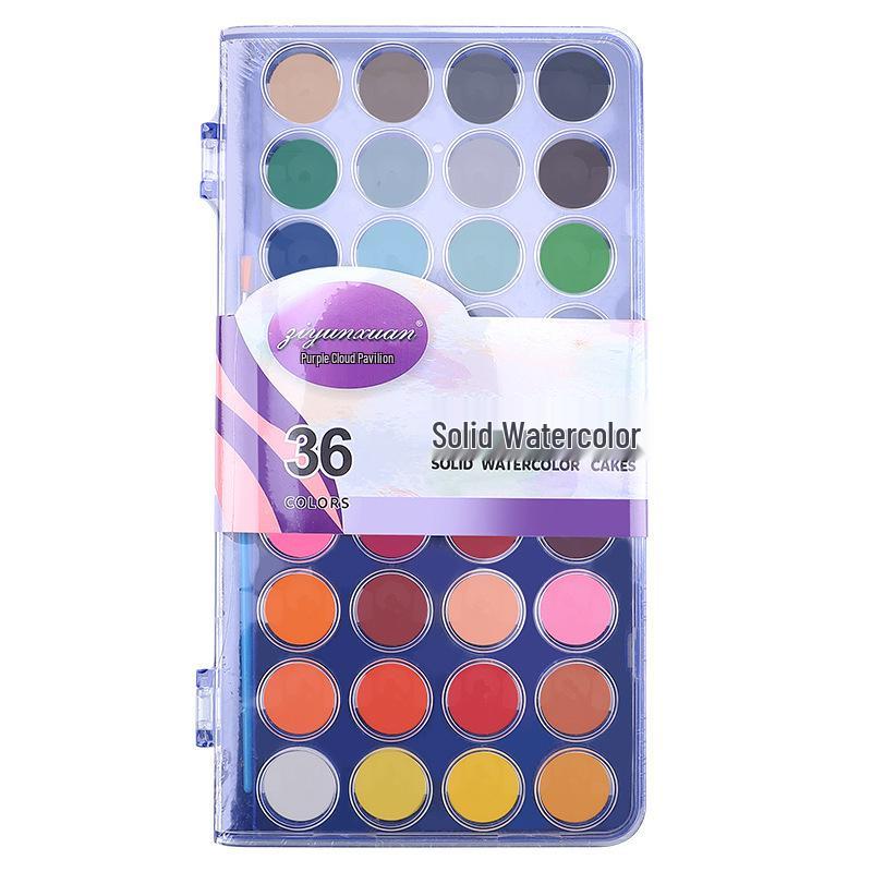 48-Color Solid Watercolor Gouache Paint Set for Beginners in Plastic Box