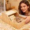 Hamster-Badebox Holz mit Leiter Hamster-Badewanne Kiste zur Beschäftigung Haustierpflege Komfort Zuhause Käfig Lebensstil Wellness Hygiene
