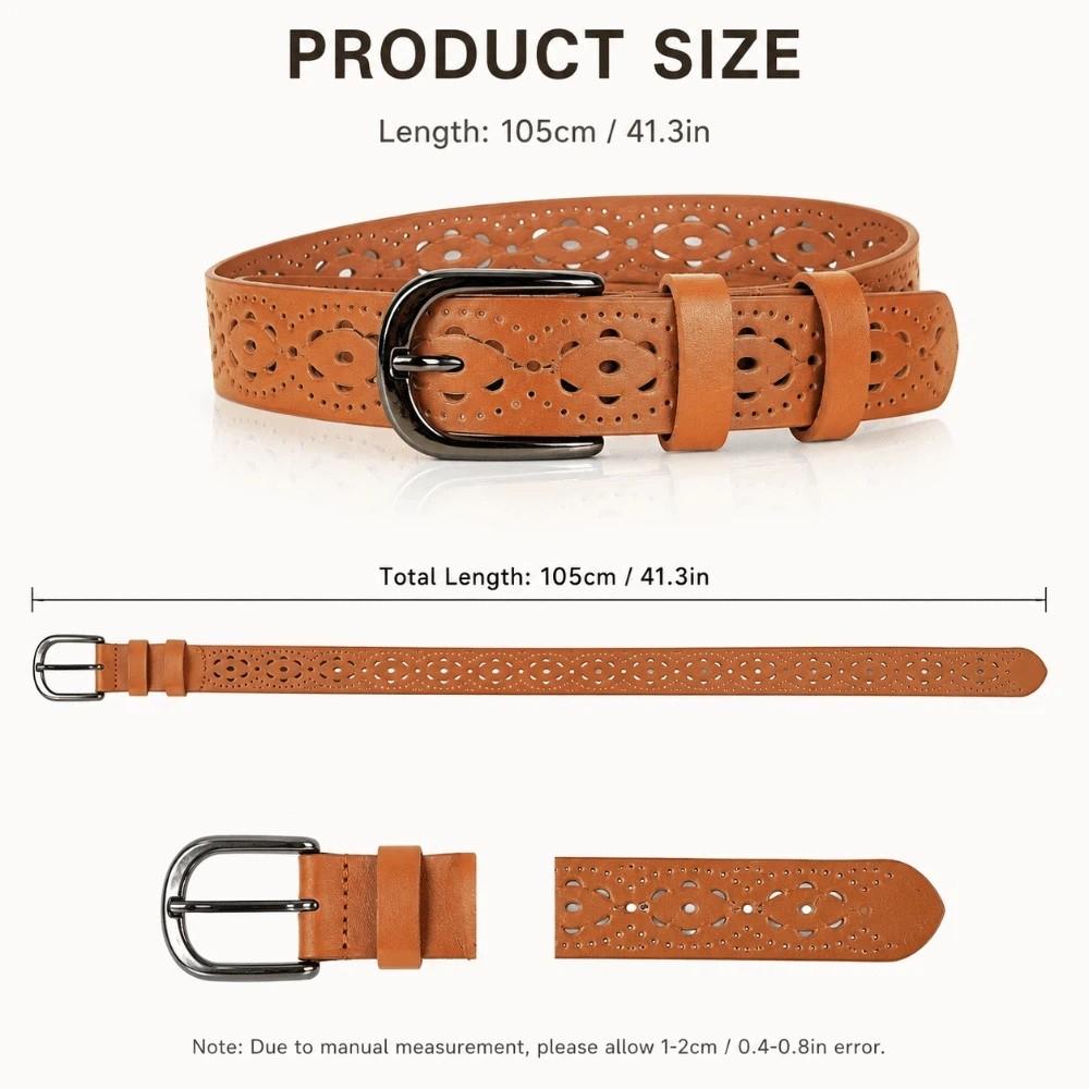 Hollow Vintage Pin Buckle Strap Genuine PU Leather Luxury Female Waist Belt  Jeans Accessories