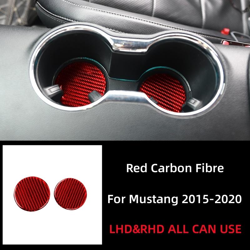 For Ford Mustang GT 2015-2021 Car Accessories Carbon Fiber Interior Auto Water Cup Slot Gasket Trim Cover Sticker Decal Decor