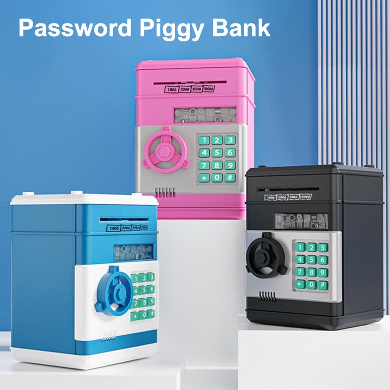Electronic Piggy Bank Automatic Mini Safe Coins Cash Saving Money Box Password Counter Code Key Lock Coin Bank ATM Child Gift
