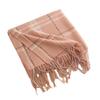 Korean Lady's Sweet Plaid Imitation Cashmere Tassel Scarf for Girls High End Winter Versatile Thickened Scarf