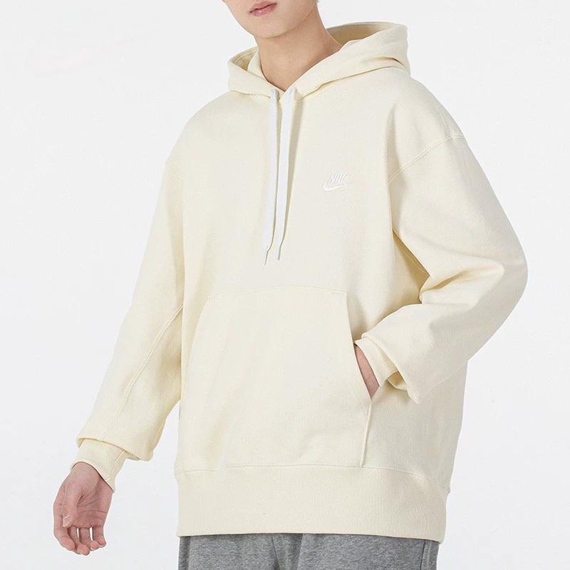 Nike Solid Color Embroidered Logo Hoodie Men Tops Milk-White DA0024-113