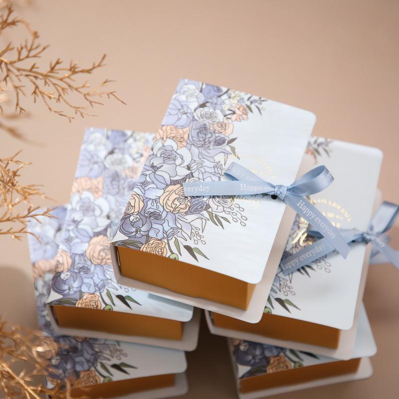 Simple Book Shape Gift Box With Ribbon Paperboard Material Present Packaging Box Diy Candy Packaging Box Wedding Birthday