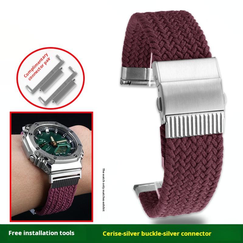 High Quality Elastic Nylon Watchband For Casio G-SHOCK GA-2100 2110 GM-2100 Series Modified Nylon Canvas Watch Strap Accessories