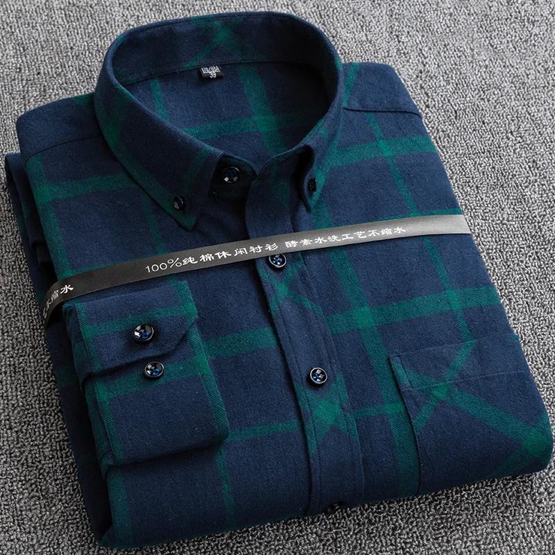 Nuove Camicie a Quadri per Uomo Taglie Forti Tempo Libero Uomo 100% Cotone Invernali Calde Flanella Casual a Quadri Oversize Manica Lunga