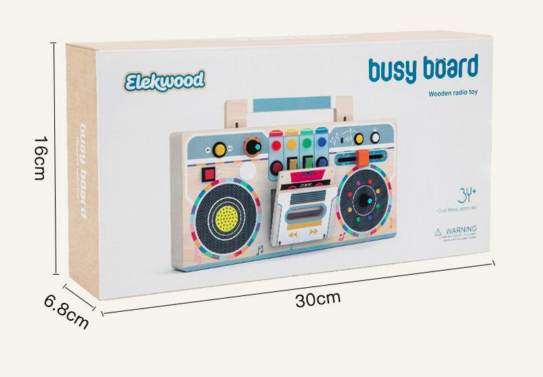 Wooden LED Circuit Radio Busy Board: Early Education Toy for Kids