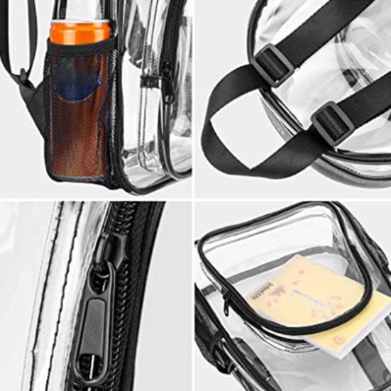 Student Backpack Transparent See Through Large Capacity Smooth Zipper PVC School Bag for School