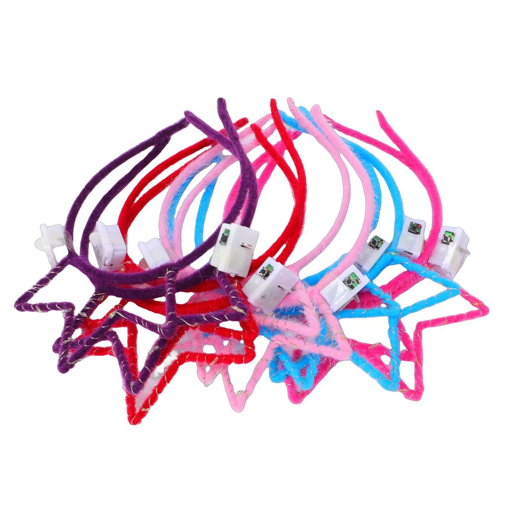 10pcs LED Headband 3 Flashing Modes Glow In The Dark Crown Headband Hair Hoop for Birthday Concerts Parties