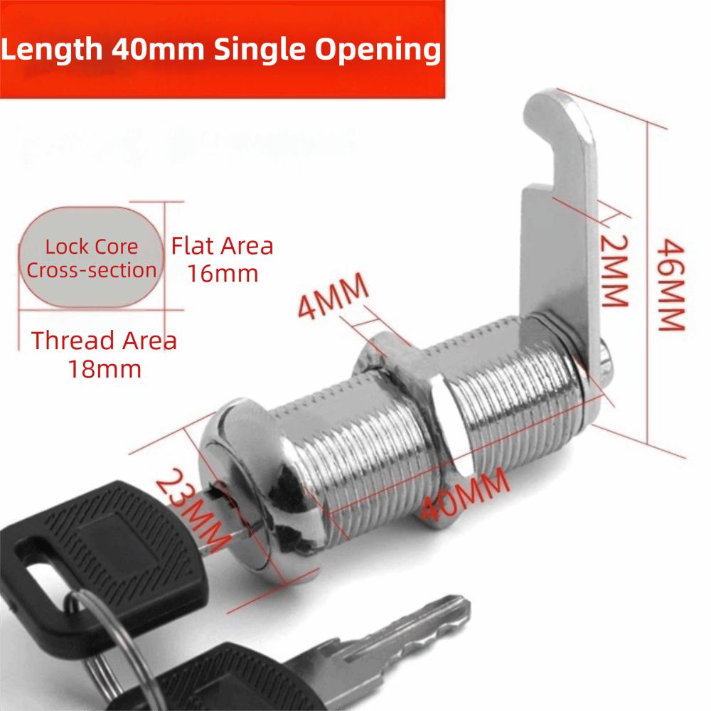 Practical Single Open Cabinet Lock Silver Metal Cabinet Cam Lock Easy Replacement with 2 Keys Mailbox Lock Mailbox