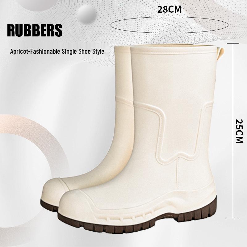 Women's 2025 Fashion Mid-Calf Waterproof Non-Slip Silicone Rain Boots with Thick Sole