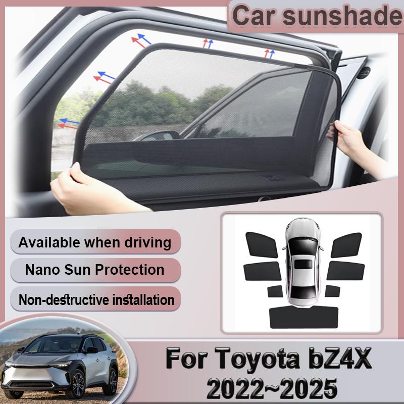 Car Mesh Sunshade For Toyota bZ4X Accessories 2022 2023 2024 2025 Magnetic Window Shade Visor Curtains Sun Protection Stickers