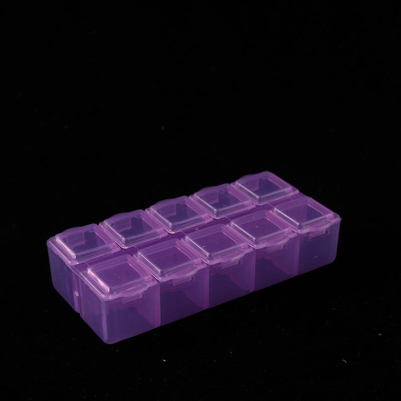 Small Double-row 10-grid Manicure Phone Case with Diamond and Independent Lid Storage Box