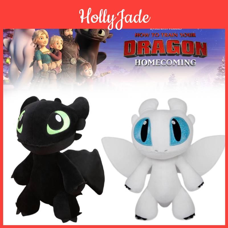 Peluche Dinamici Night Fury e Light Fury Per Amanti dei Draghi Bambole Drago Bianche e Nere