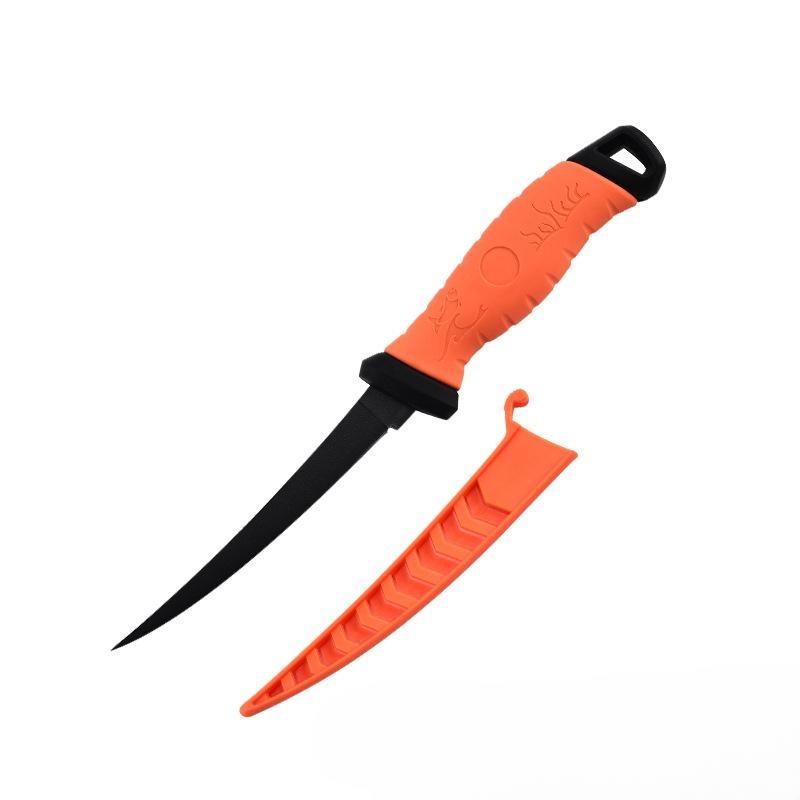 Non-slip Fish Scale Scraper Stainless Steel Fish Fillet Cutting Knife Rubber Handle Multifunctional Fishing Knife Fishing Tool Fishing Gear