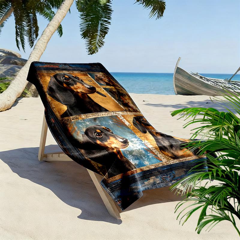 Dackel Puzzle Print Strandtuch, Großes Weiches Schnelltrocknendes Handtuch für Strand Camping Schwimmen
