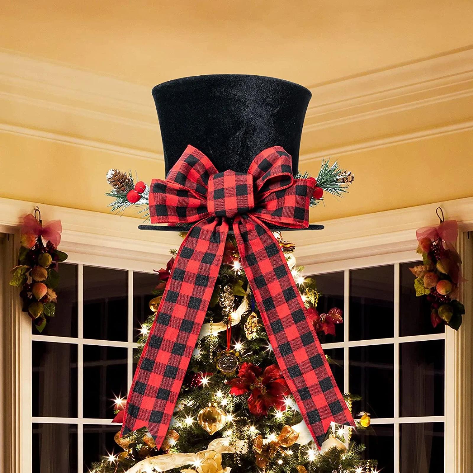 

Christmas Hat Decoration Retractable Tree Top Hat Creative Bow Tree Top One Size чёрный