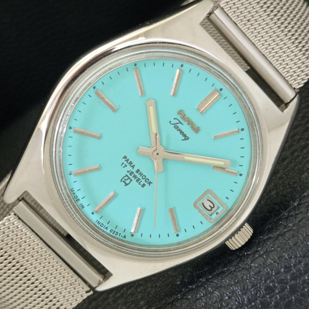 

VINTAGE HMT TAREEQ HAND-WINDING INDIAN MENS SEA GREEN COLOR DIAL WATCH a702069-5 R208-a702069