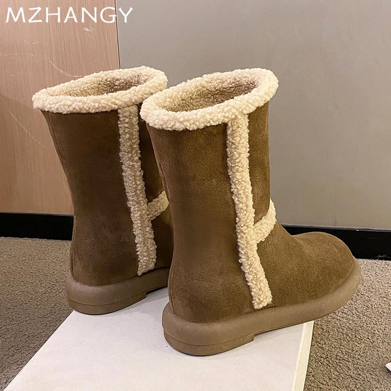 Меховые балетки женские ботильоны замшевые модные зимние удобные туфли женские 2025 тренд — фото 3