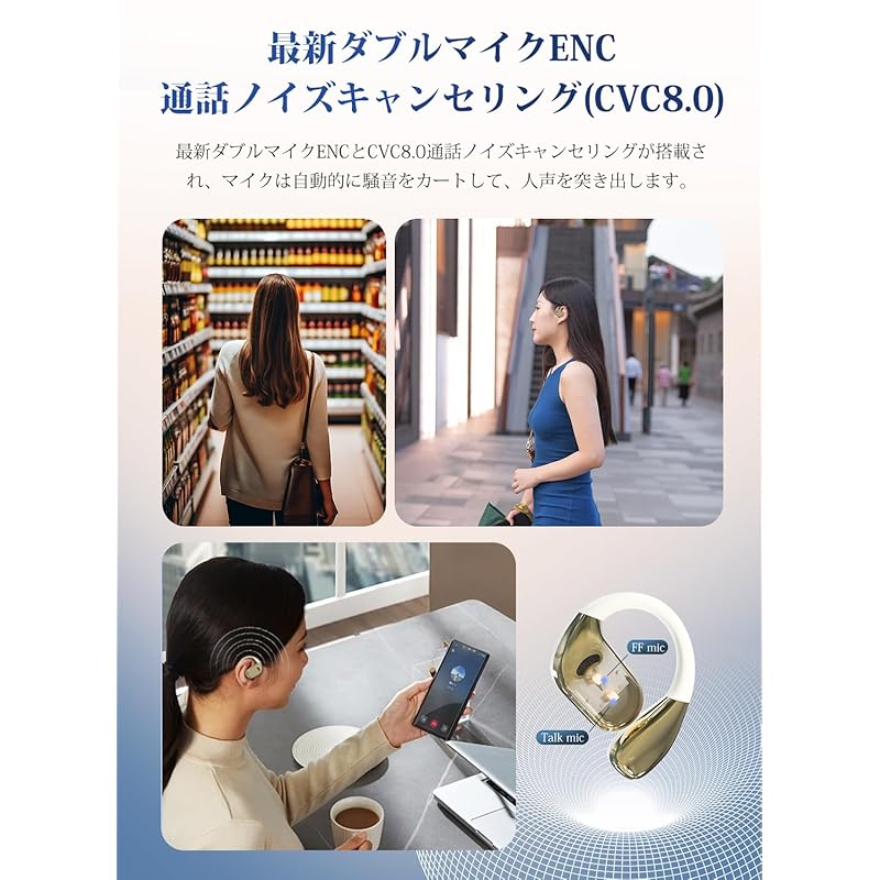 Kopfhörer Bluetooth-Kopfhörer 5.4 Offene Ohrhörer, die Ihre Ohren nicht blockieren Hi-Fi-Klangqualität Ohrbügel-Bluetooth-Kopfhörer