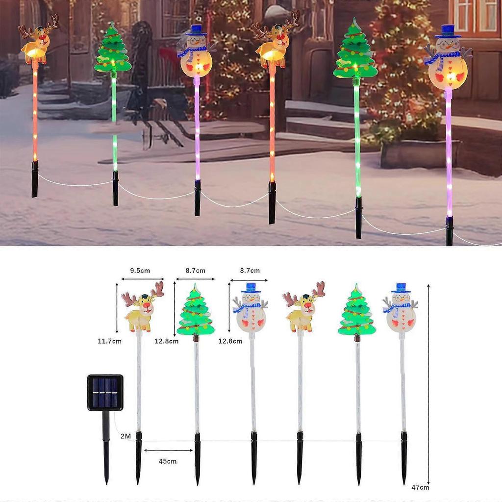 6Pack of Moving Christmas Lights,Courtyard Tree Snowman Reindeer Solar Led Light